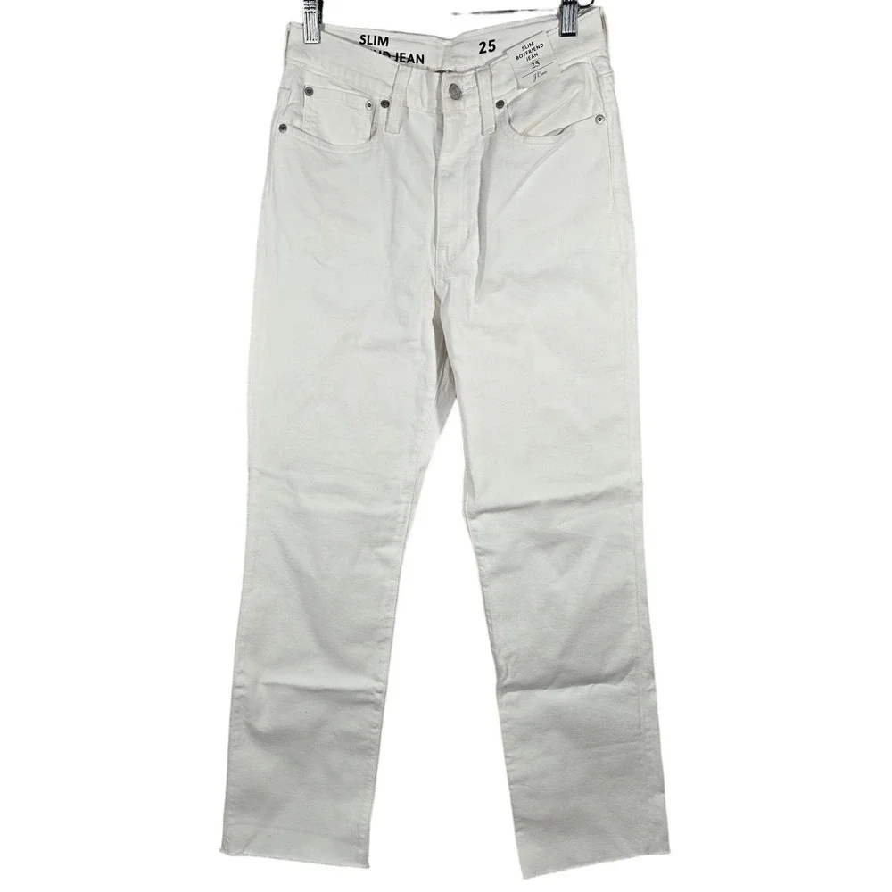 J Crew Slim Boyfriend Jeans White Recycled Denim Size 25